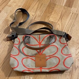 Orla Kiely Beige and Red Shoulder Bag